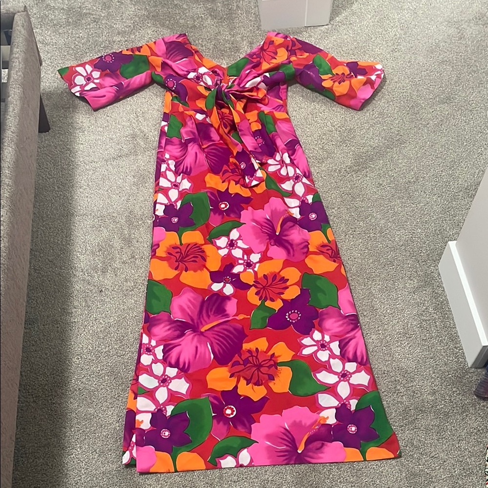 Vintage Floral Hawaiian Maxi Dress